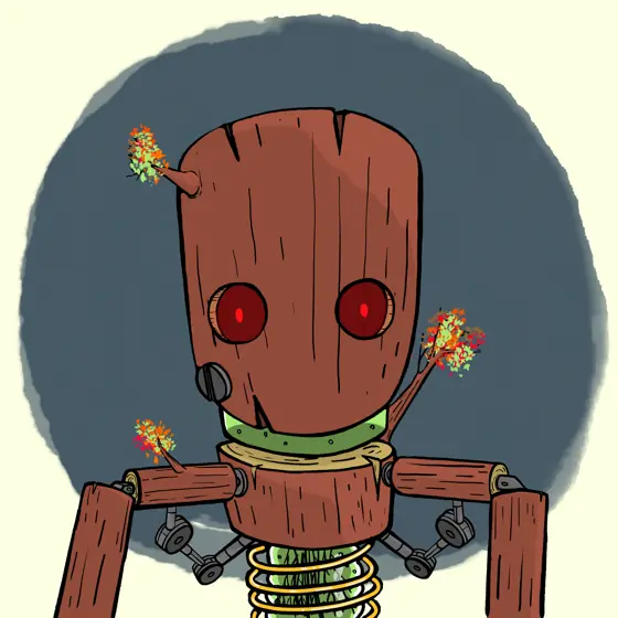 Elemental #571, a Red Wood Puppet, by Hamm